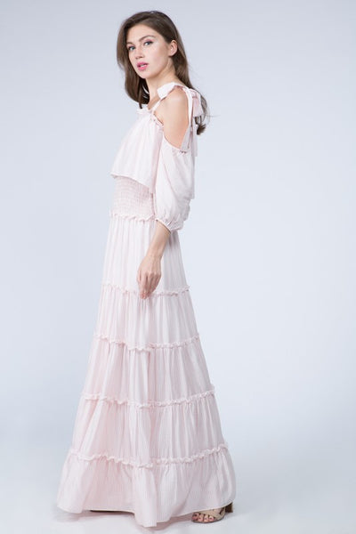 Pale Pink Striped Maxi Dress