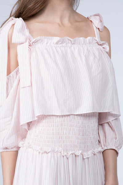 Pale Pink Striped Maxi Dress