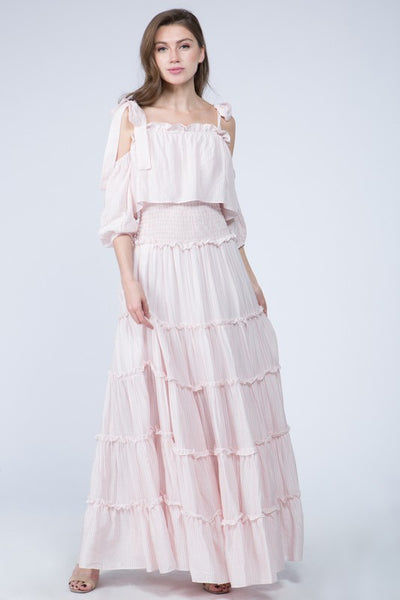 Pale Pink Striped Maxi Dress