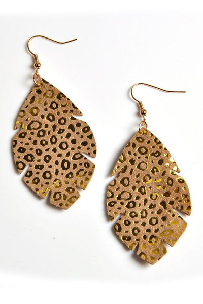 PATTERNED LEAF STYLISH FASHION EARRINGS