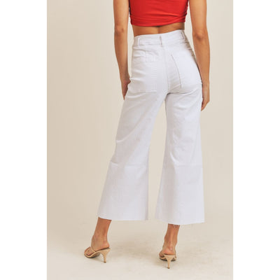 Clear Eyes Wide Leg Denim Pants: White