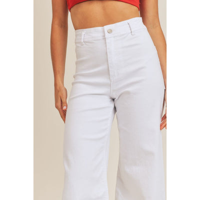 Clear Eyes Wide Leg Denim Pants: White