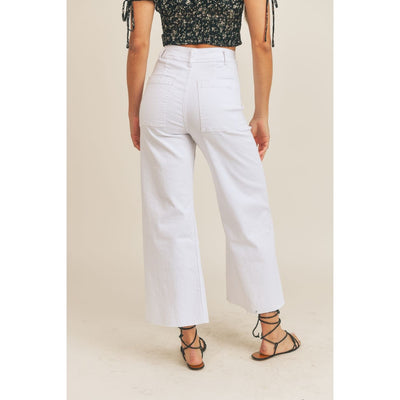 Clear Eyes Wide Leg Denim Pants: White