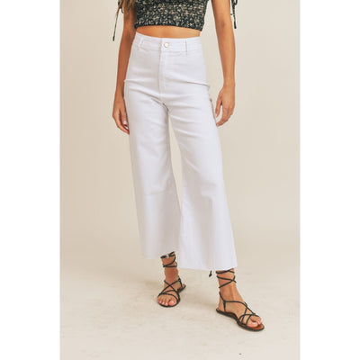 Clear Eyes Wide Leg Denim Pants: White