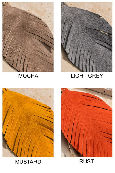 Genuine Leather Leaf Earrings