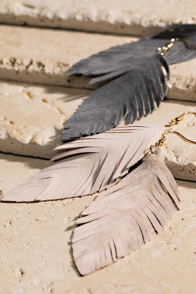 Genuine Leather Leaf Earrings