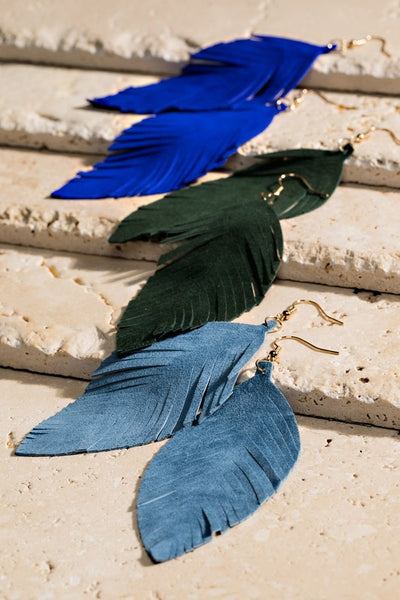 Genuine Leather Leaf Earrings