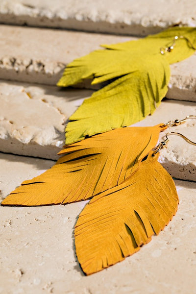 Genuine Leather Leaf Earrings