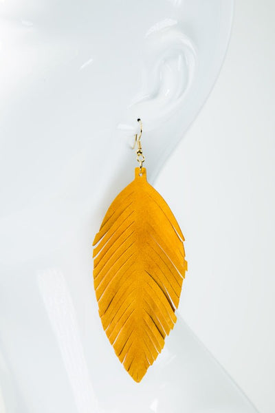 Genuine Leather Leaf Earrings