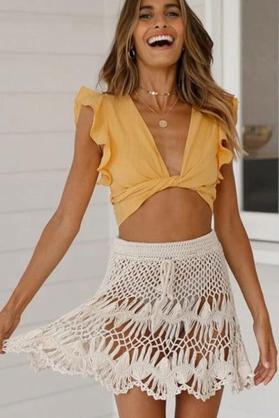 Women's Crochet Sheer Swimsuit Beach Mini Skirt