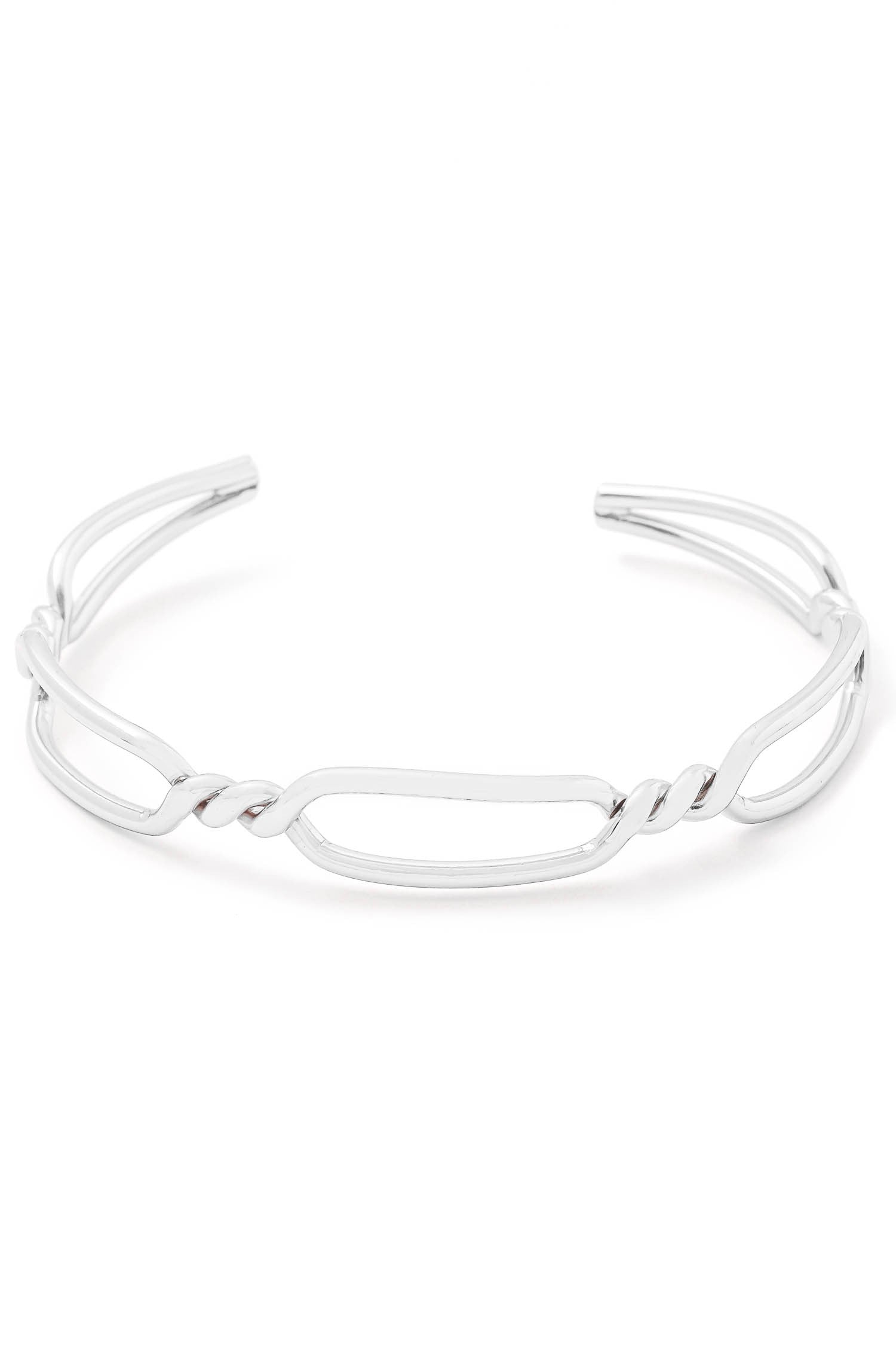 Twist Chain Link Open Cuff Bracelet