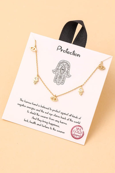 Hamsa Evil Eye Charm Necklace
