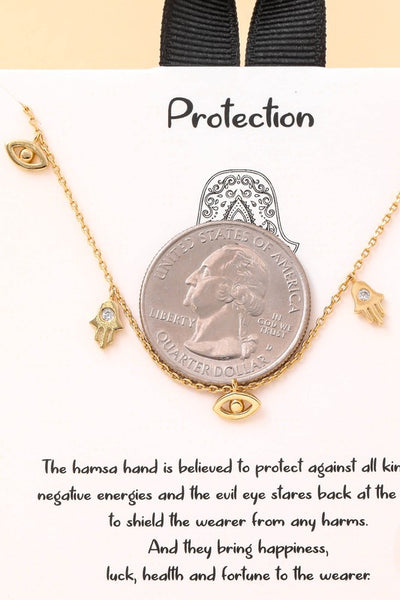 Hamsa Evil Eye Charm Necklace