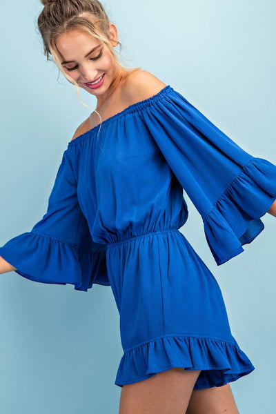OFF THE SHOULDER RUFFLE ROMPER