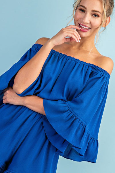 OFF THE SHOULDER RUFFLE ROMPER