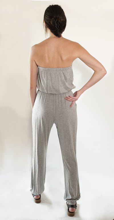 SOLID STRAPLESS JUMPSUIT