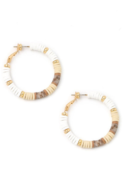 Disc Beaded Latch Hoop Earrings