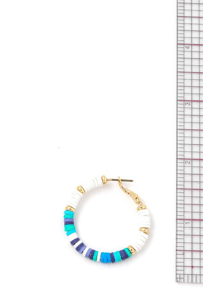 Disc Beaded Latch Hoop Earrings