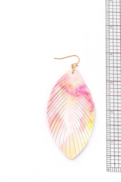Tie Dye Feather Hook Earrings