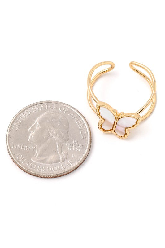 Double Band Butterfly Open Ring