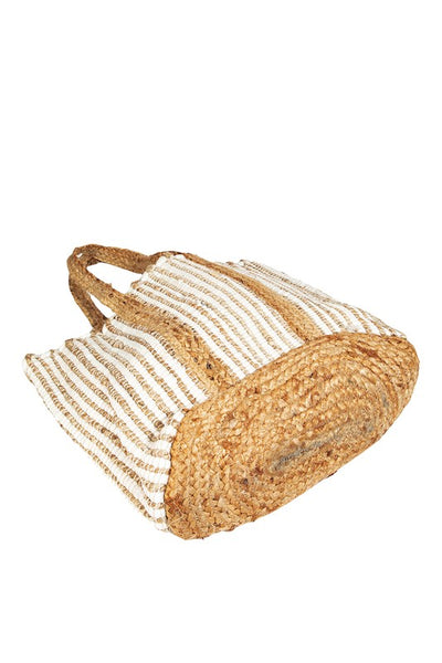 Two Tone Braided Jute Tote Bag
