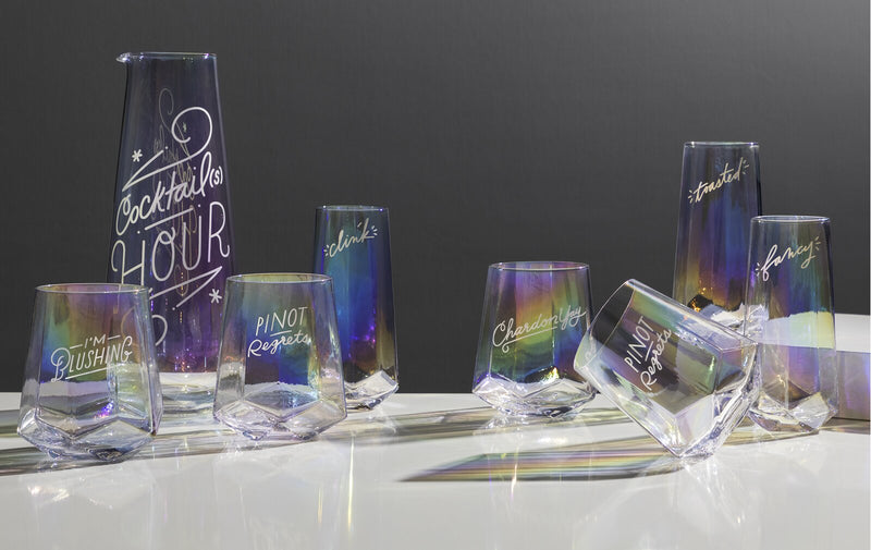 Chardonyay 13 oz stemless iridescent wine glass