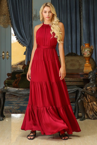 SLEEVELESS HALTER MAXI DRESS