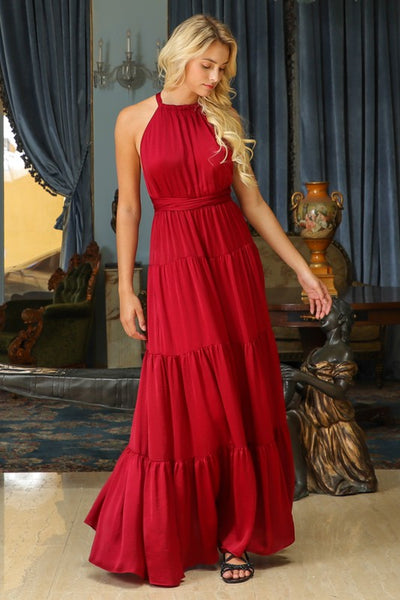 SLEEVELESS HALTER MAXI DRESS