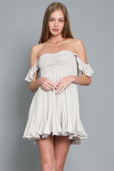 TUBE RUFFLE HAM DETAILING MINI DRESS