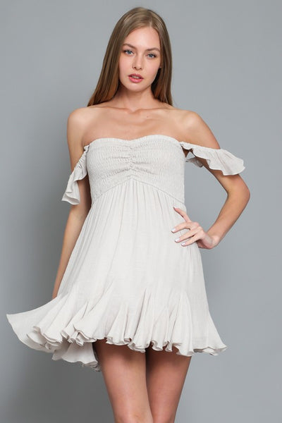 TUBE RUFFLE HAM DETAILING MINI DRESS