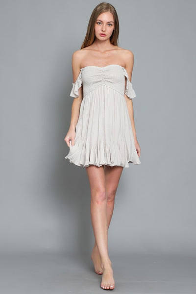 TUBE RUFFLE HAM DETAILING MINI DRESS