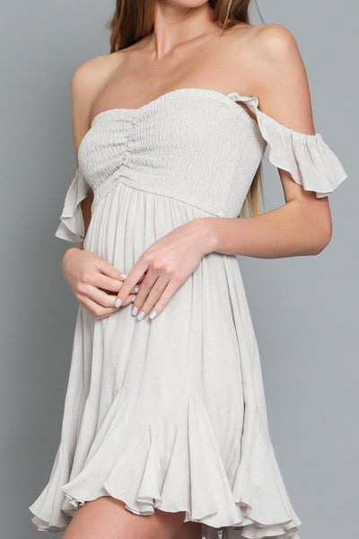 TUBE RUFFLE HAM DETAILING MINI DRESS