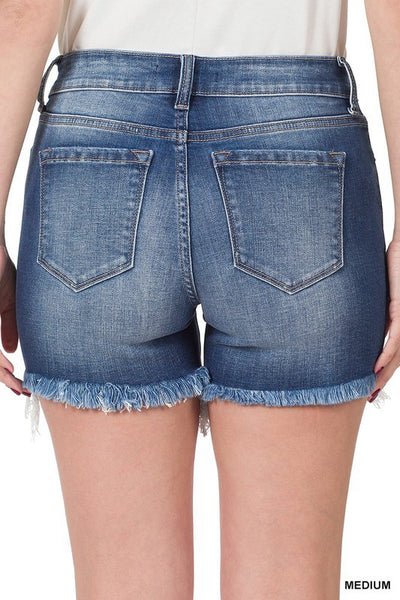MID RISE DENIM SHORTS