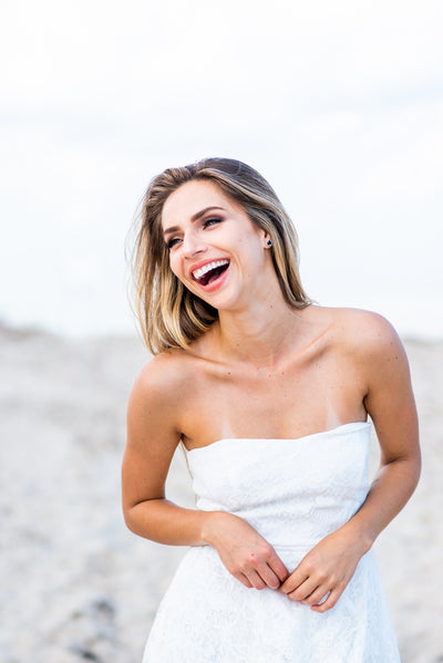 Tiered Skirt Strapless Lace Dress