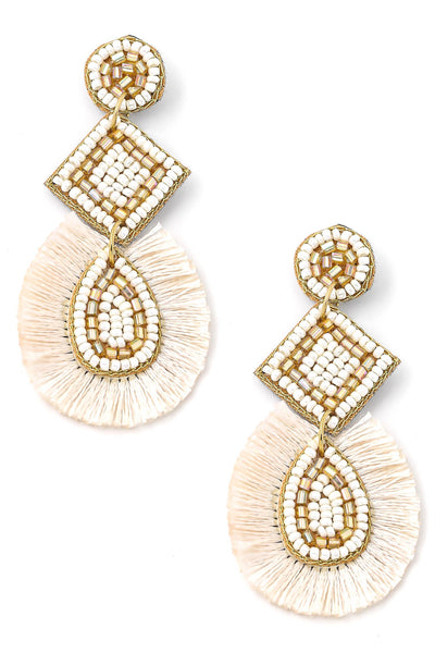 Beaded Teardrop Tassle Earrings