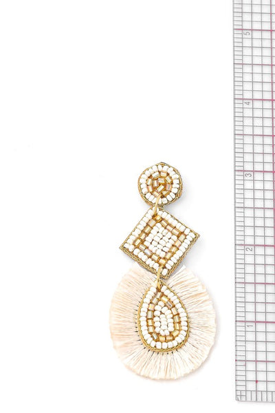 Beaded Teardrop Tassle Earrings