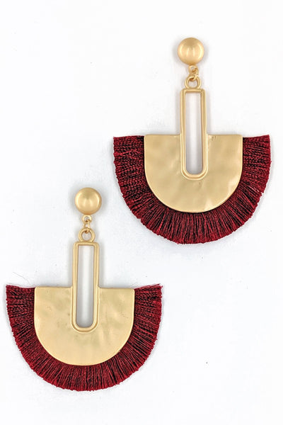 Wine Gold Tassel Earring