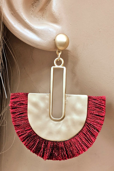 Wine Gold Tassel Earring