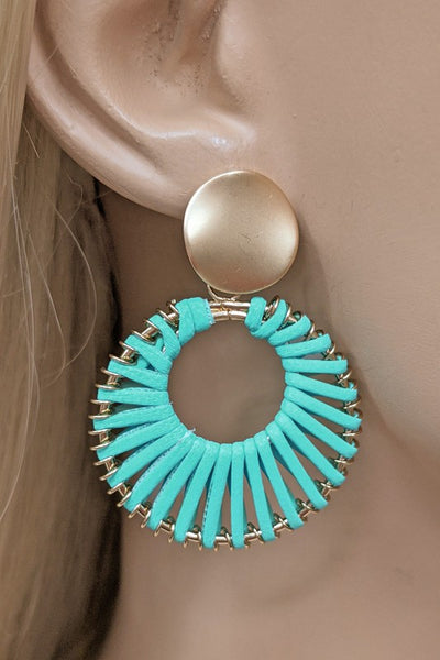 Aquamarine Handmade Threaded Earrings