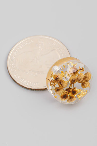 Pressed Flower Circle Stud Earrings