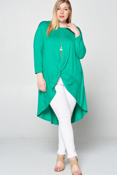 Plus Jersey High Low Knot Top