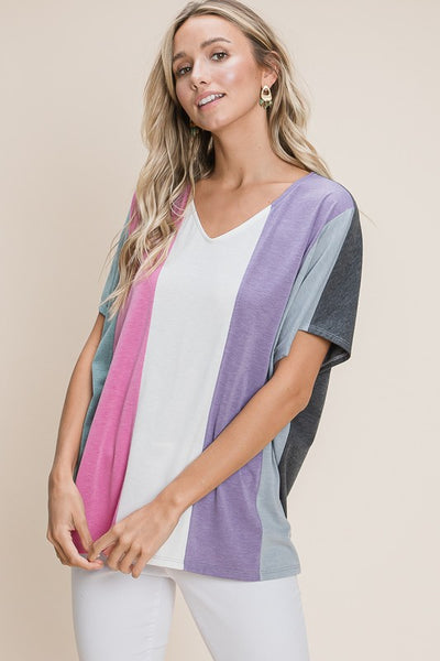 Striped Color Block Tunic Top