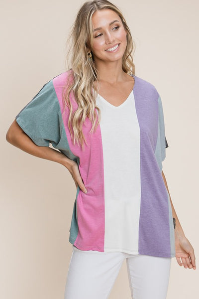 Striped Color Block Tunic Top