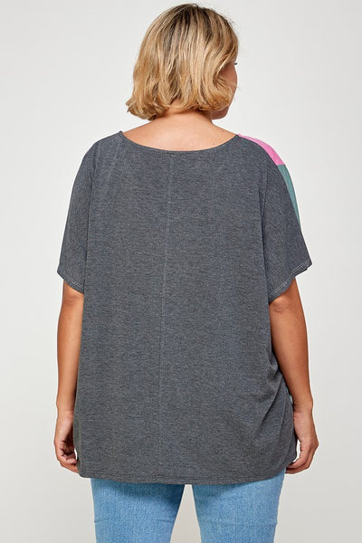Plus Size Striped Color Block Tunic Top
