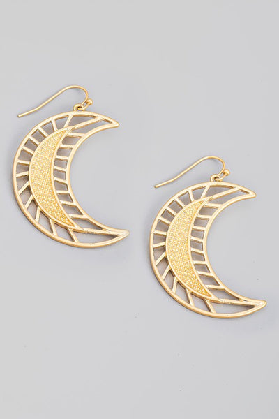 Crescent Moon Cut Out Drop Earrings