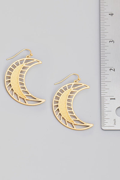 Crescent Moon Cut Out Drop Earrings
