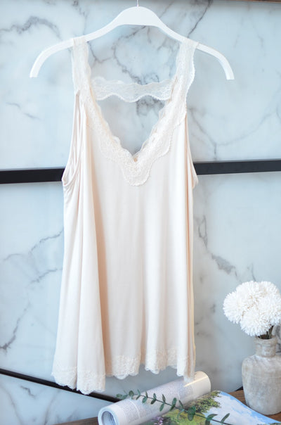 FRESH WASHED TIDAL DYE LACE TRIM HALTER TOP