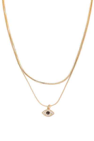 Evil Eye Pave Pendant Layered Necklace