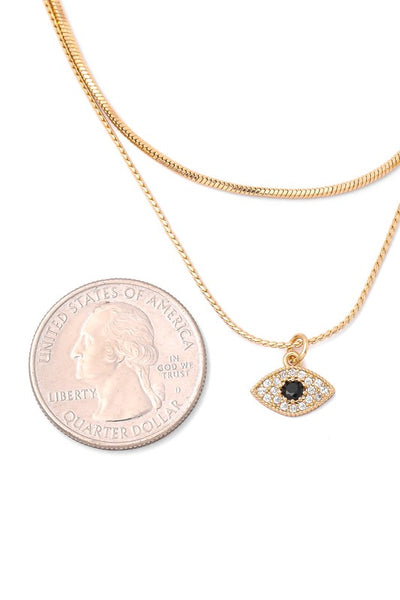 Evil Eye Pave Pendant Layered Necklace