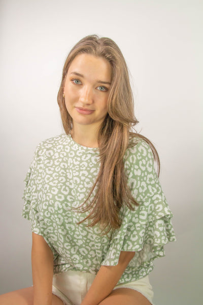 Pastel Animals Ruffle Top